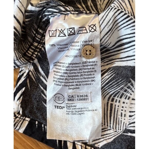 Tessentials Mens XL Tropical Leaf Print 100% Viscose Short Sleeve Shirt Navy - Picture 3 of 5